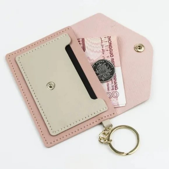 NWT Vegan Leather Two Tone Envelope Flap Card Holder/Keychain - Picture 3 of 4